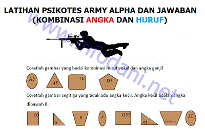 Latihan Psikotes Army Alpha online (kombinasi angka dan huruf) dan jawaban